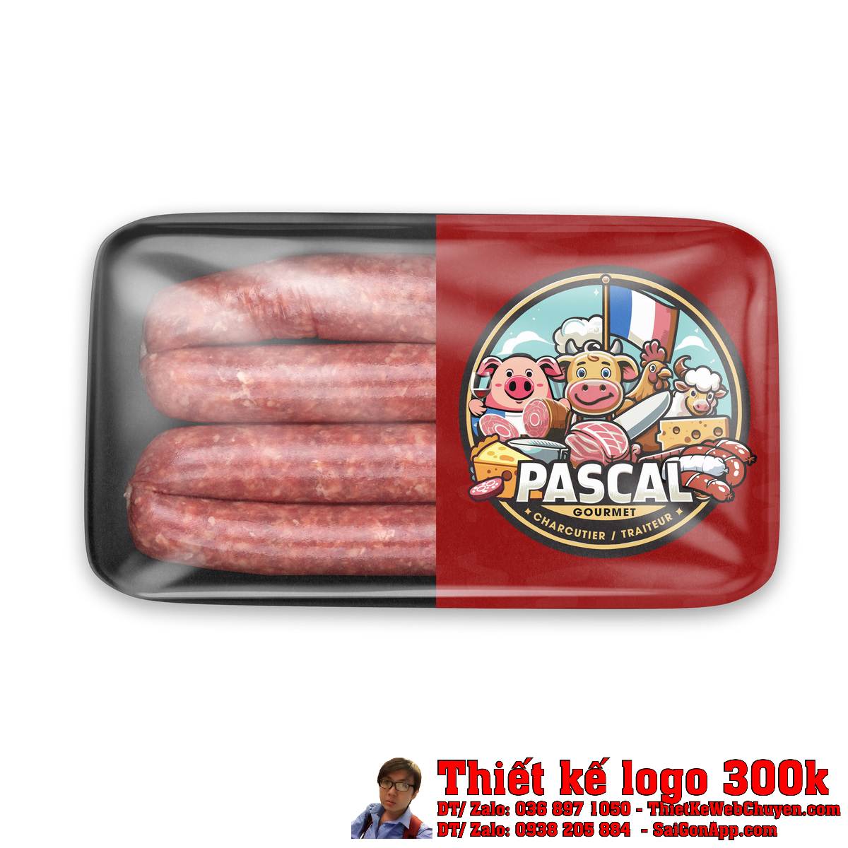 Màu sắc lá cờ Pháp trong thiết kế logo nhà hàng món Tây Pascal