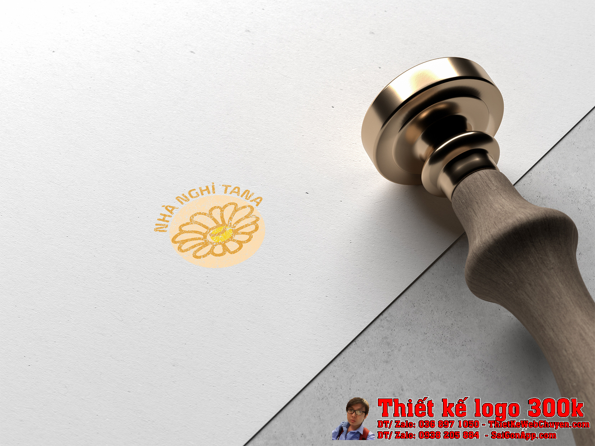 Phối cảnh thiết kế logo nhà nghỉ TANA trên tường