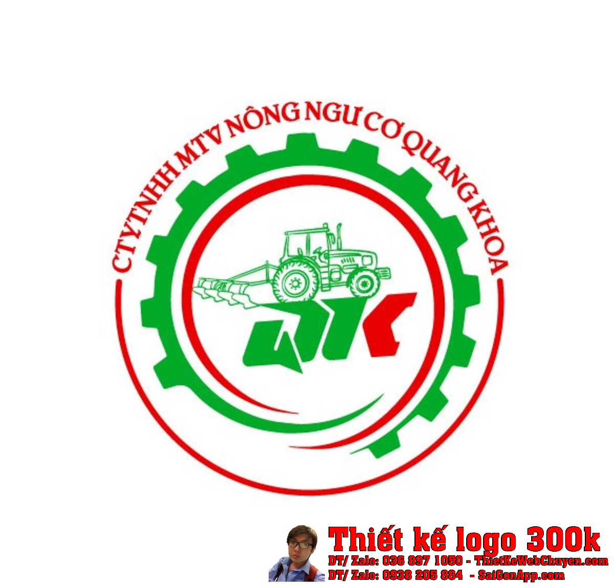 Thiết kế logo nông ngư cơ QUANG KHOA Thiết kế logo nông ngư cơ QUANG KHOA - Biểu tượng máy kéo và phát triển bền vững