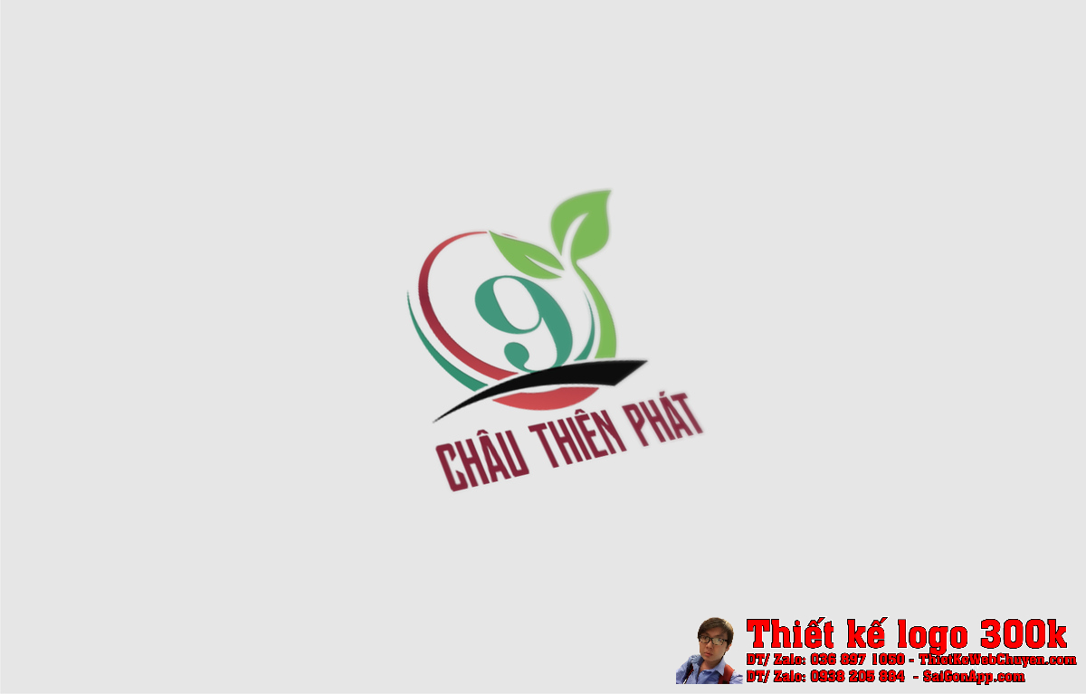 Phối cảnh 3D Thiết kế logo nông sản Công ty TNHH Châu Thiên Phát trên tường
