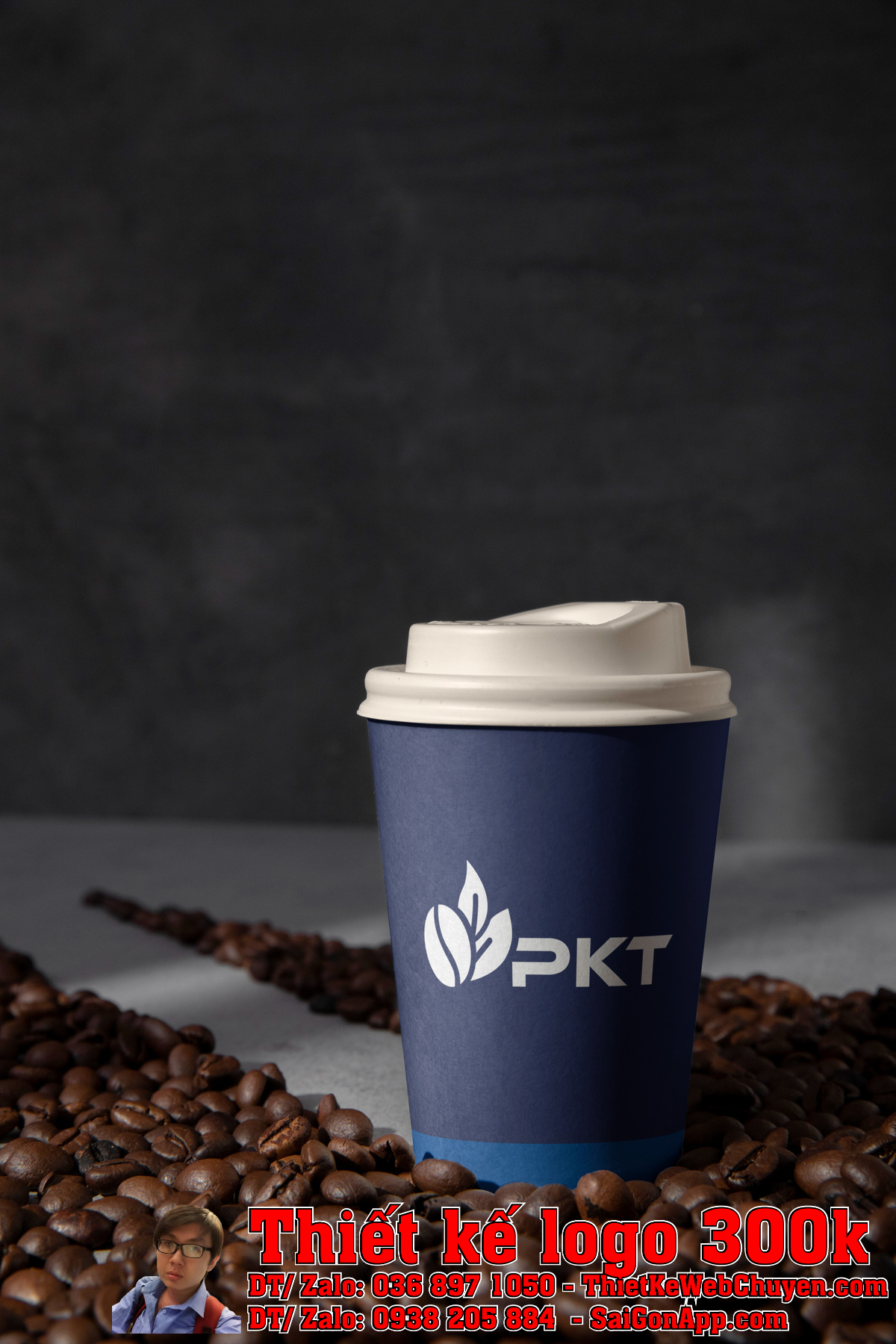 Thiết kế logo nông sản thực phẩm cà phê PKT mẫu 3