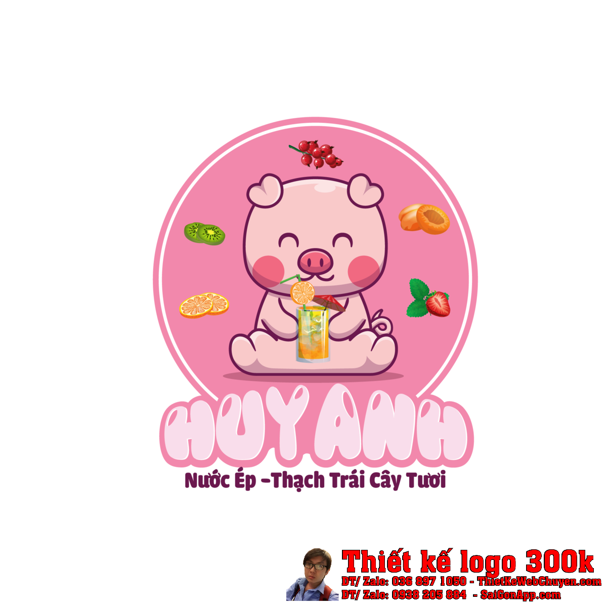 Thiết kế logo nước ép Huy Anh bản đầy đủ