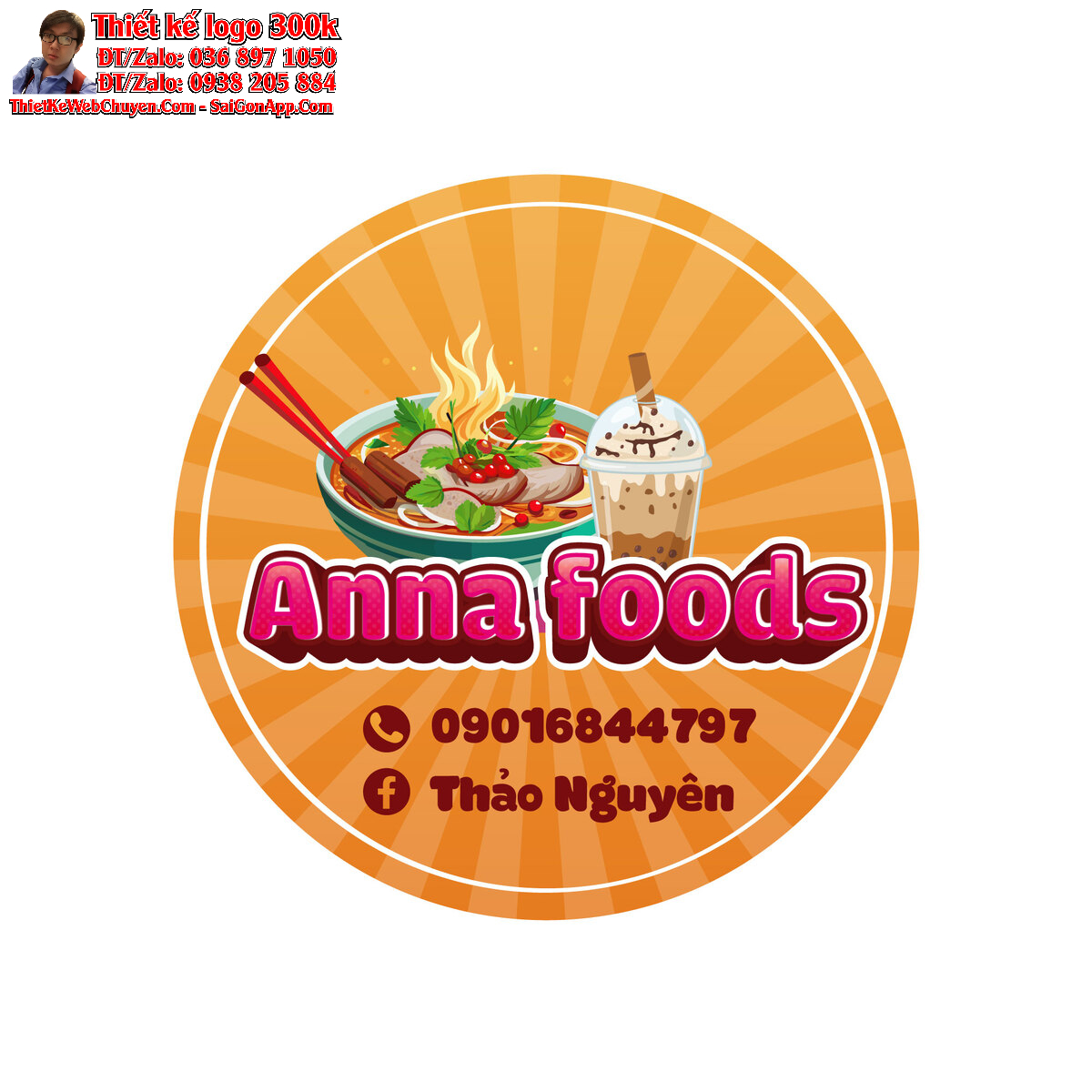 Thiết kế logo phở và trà sữa Anna Foods