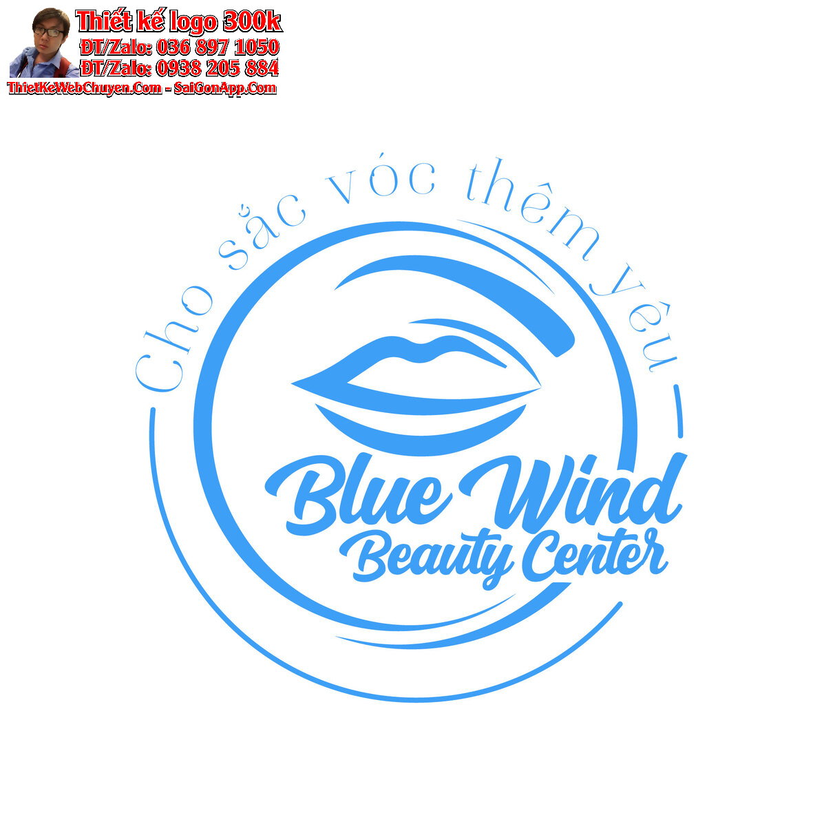 Thiết kế logo phun xăm thẩm mỹ Blue Wind Beauty Center