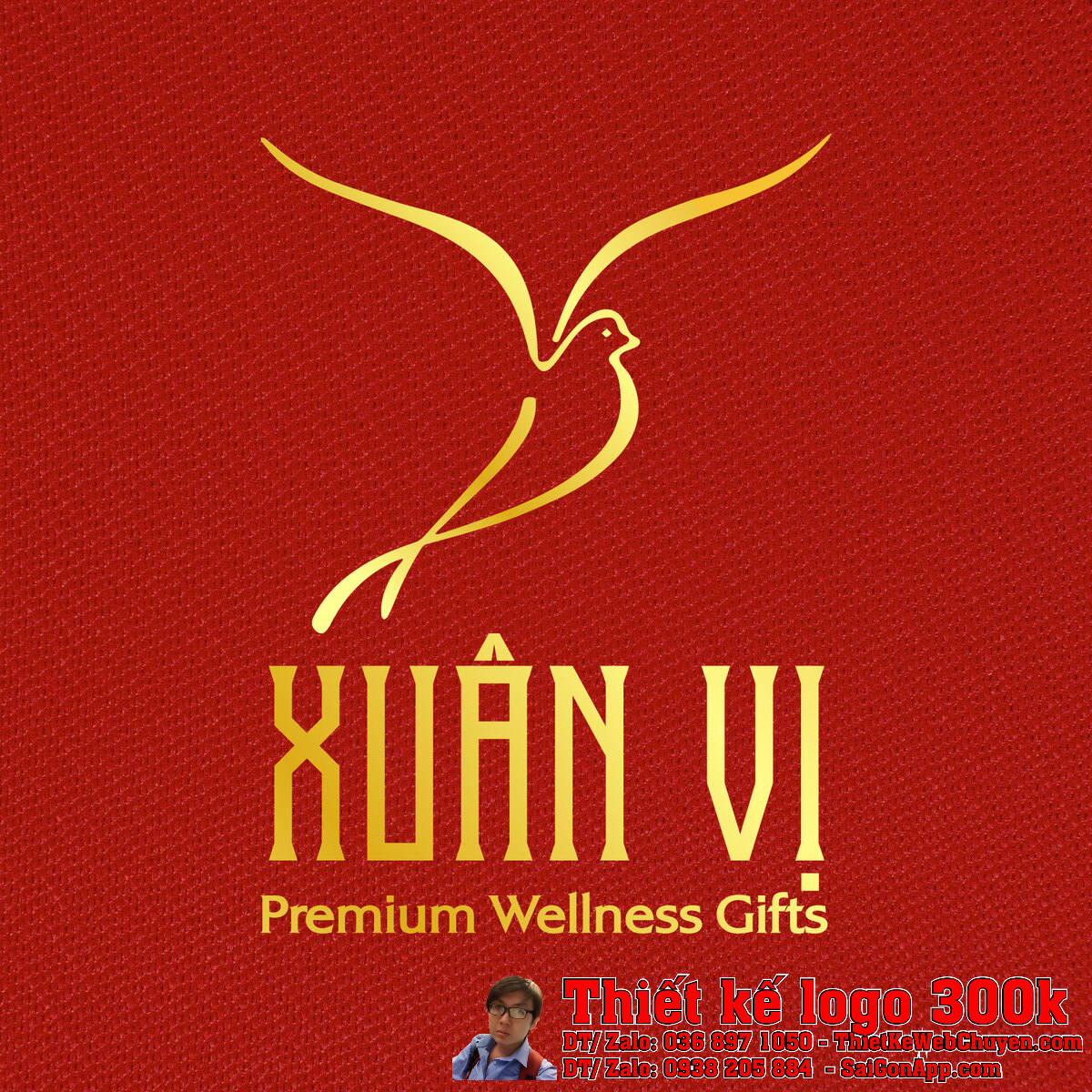 Chi tiết Thiết kế logo quà biếu tặng Tết công ty XUÂN VỊ bản màu