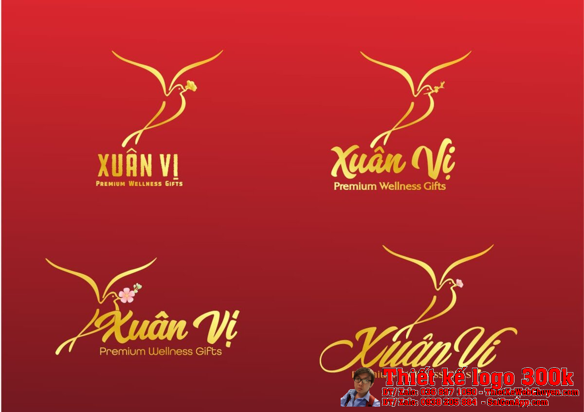Phối cảnh Thiết kế logo quà biếu tặng Tết công ty XUÂN VỊ
