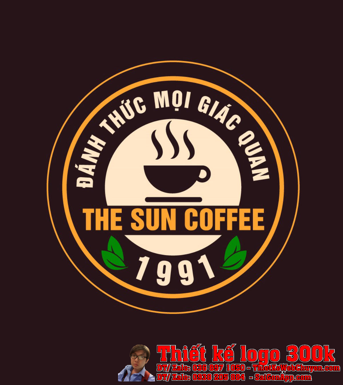 Thiết kế logo quán cà phê THE SUN COFFEE Thiết kế logo quán cà phê THE SUN COFFEE chuyên nghiệp