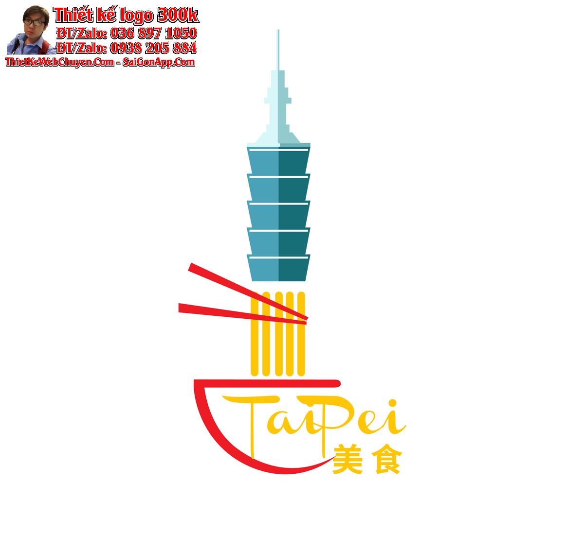 Thiết kế logo quán mì phở TAIPEI 美食