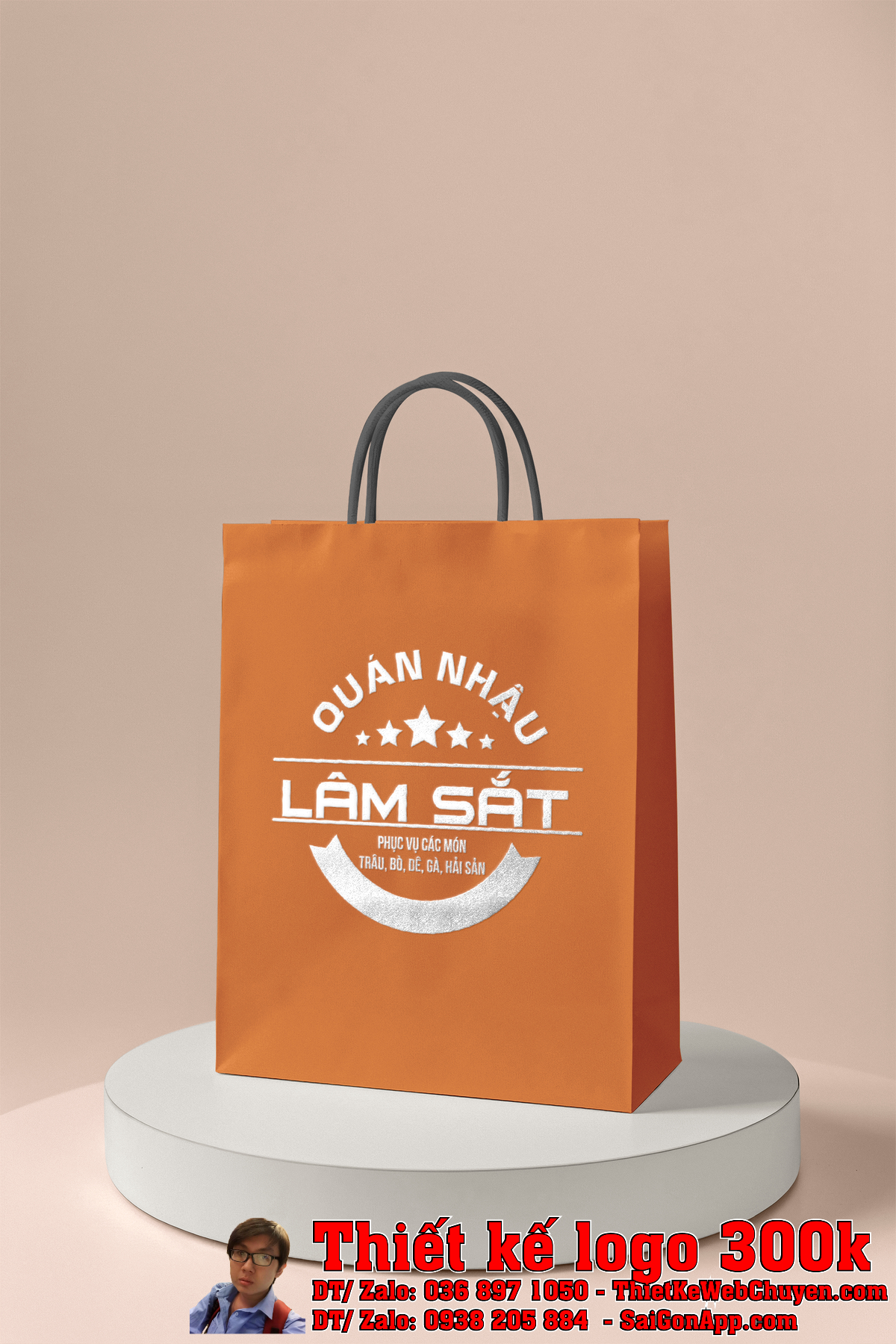 Ứng dụng thiết kế logo quán nhậu Lâm Sắt mẫu 3