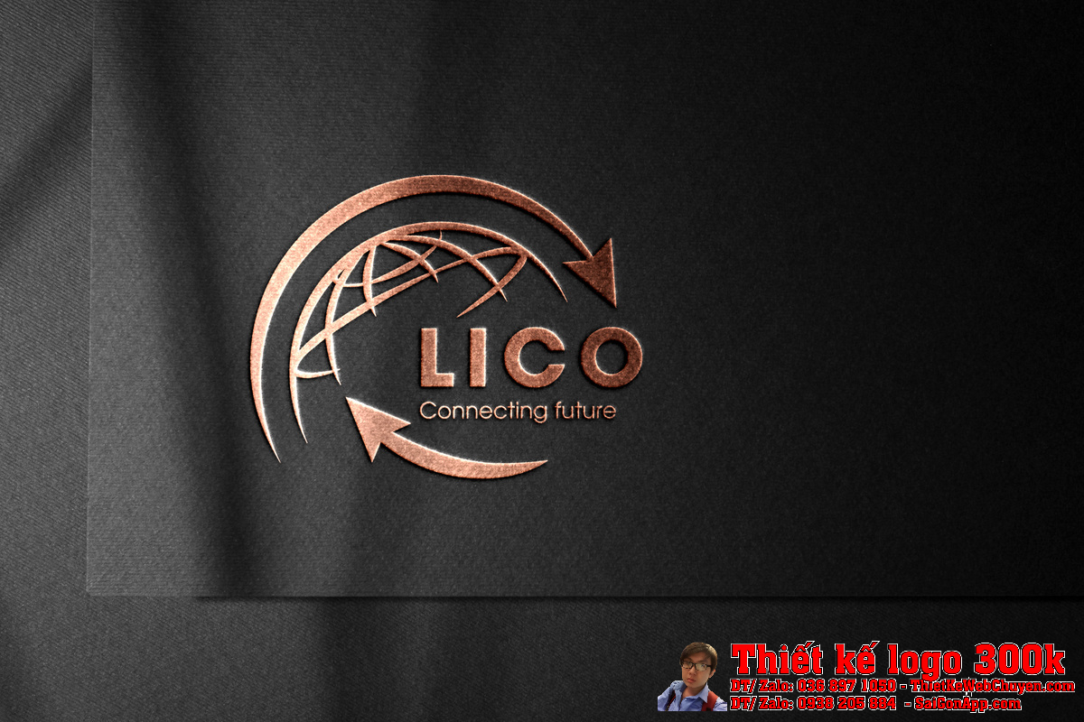 Mô phỏng Thiết kế logo sản xuất kim loại màu Công ty TNHH LICO VN trên nền trắng