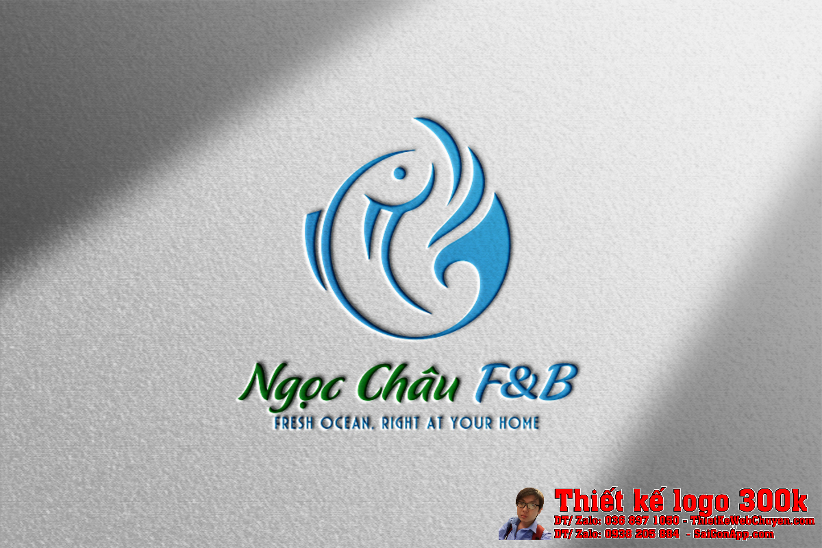 Phối cảnh logo Ngọc Châu FB trên bao bì sản phẩm
