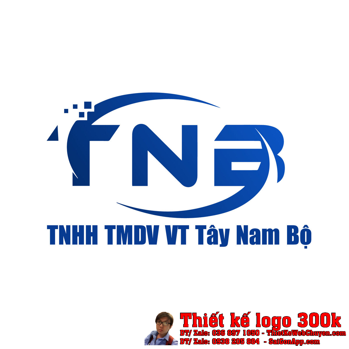 Toàn cảnh Thiết kế logo thương mại dịch vụ Công ty TNHH TMDV VT Tây Nam Bộ trên nền trắng