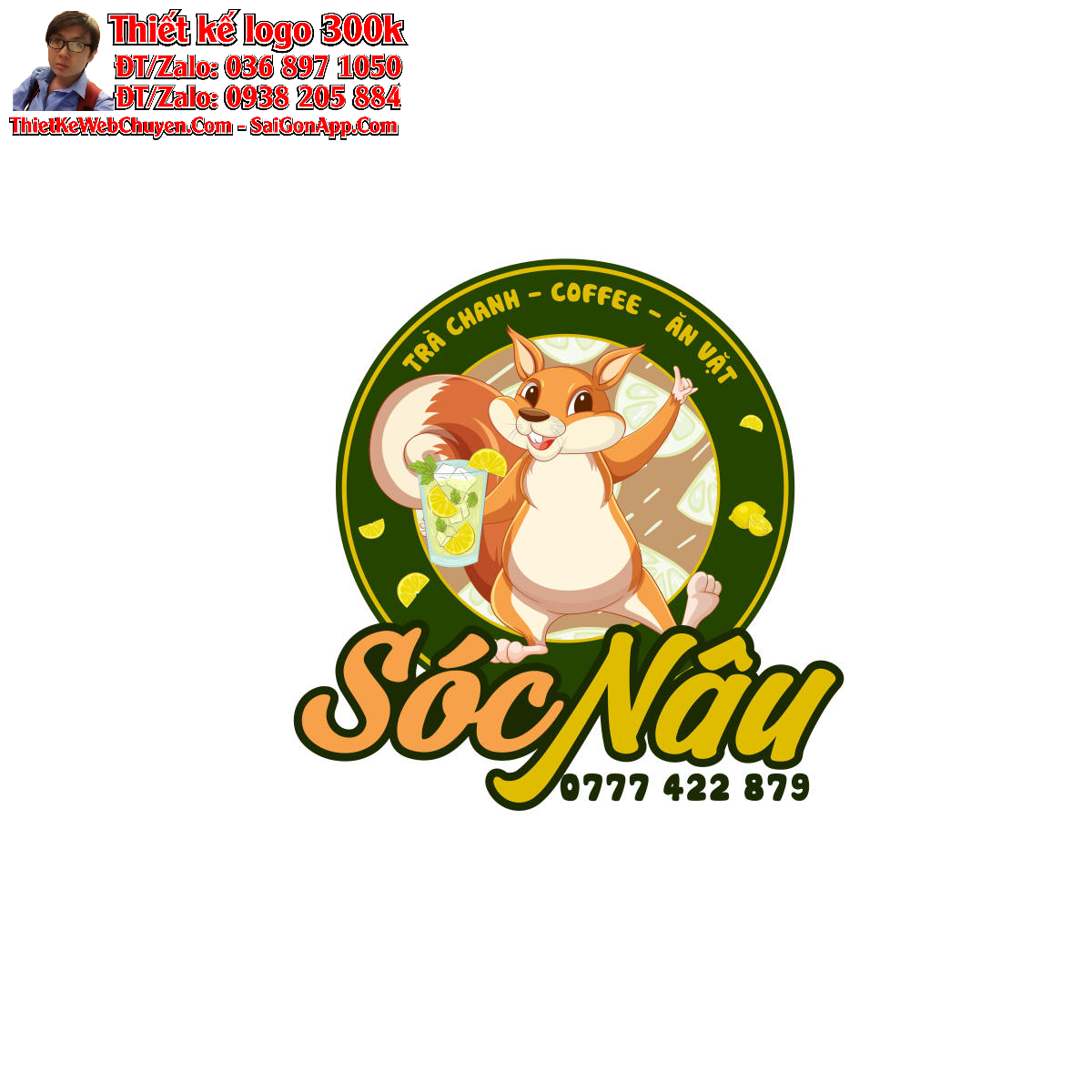 Thiết kế logo trà chanh SÓC NÂU