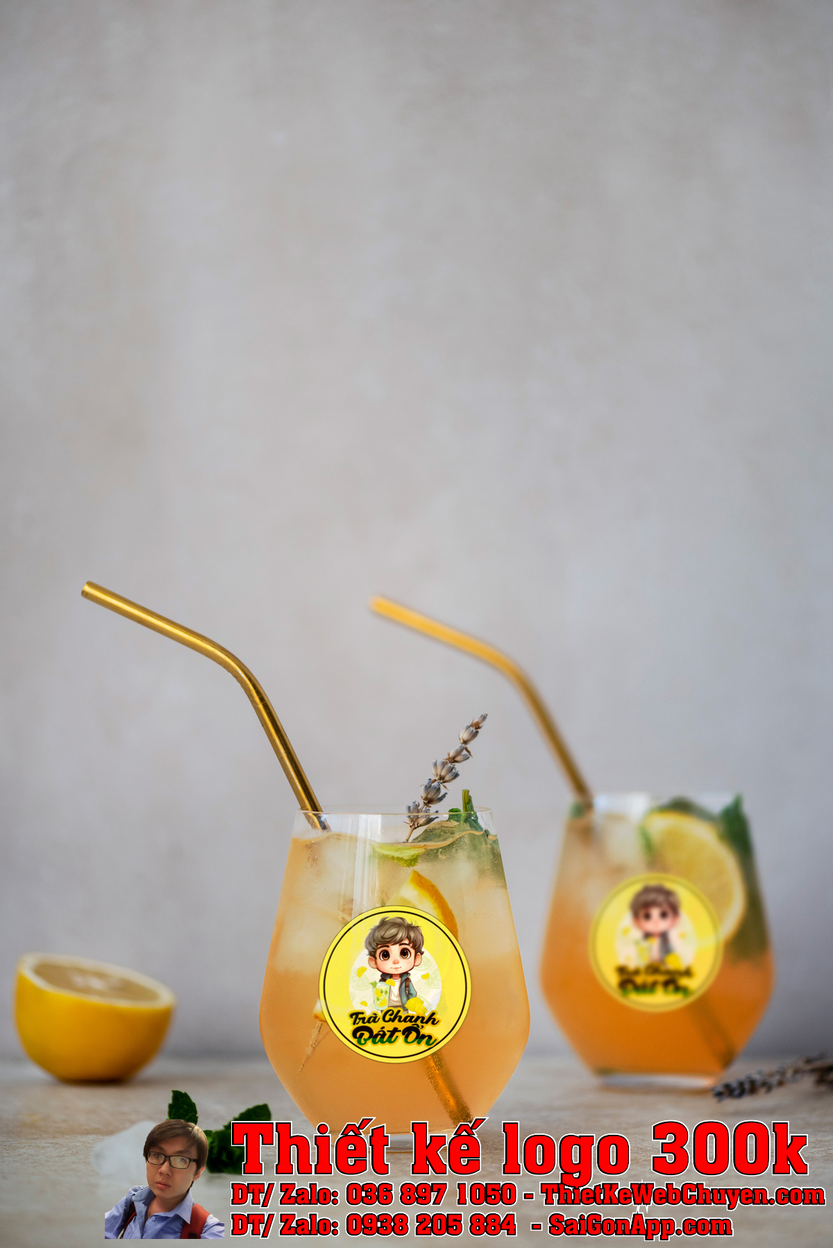 Phiên bản màu sắc khác của thiết kế logo trà chanh TRÀ CHANH BẤT ỔN