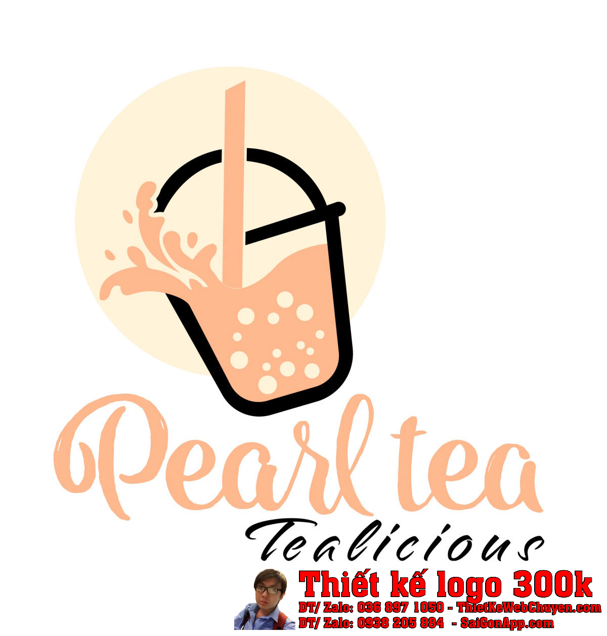Thiết kế logo trà sữa Pearl Tea chuyên nghiệp
