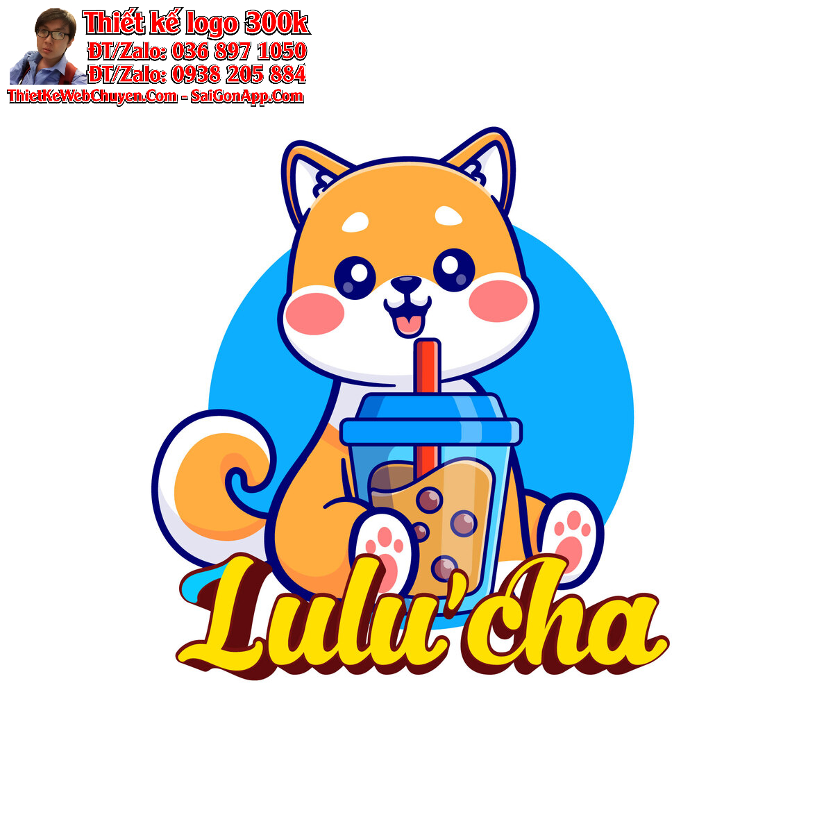 Thiết kế logo trà sữa và cà phê Lulu'cha