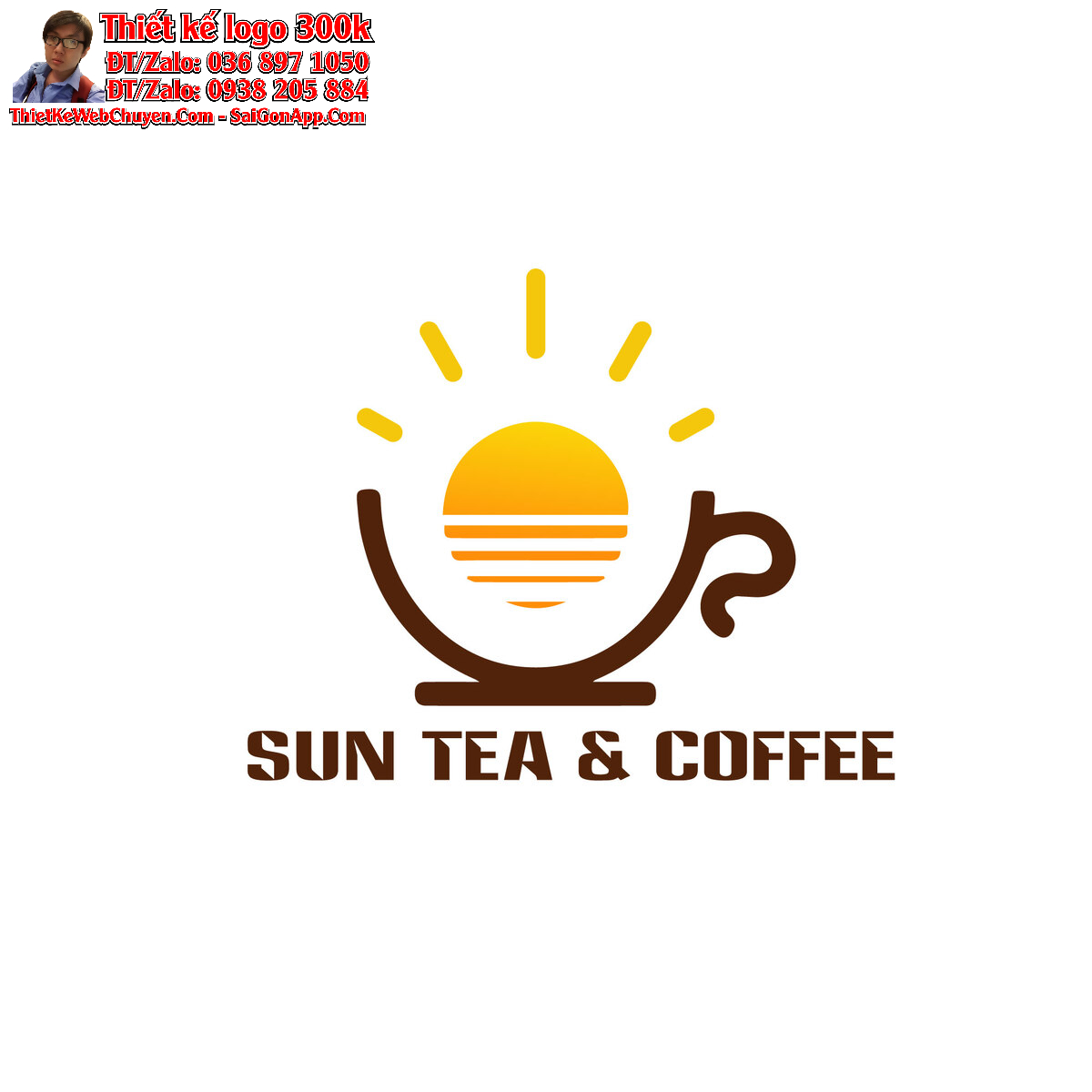 Thiết kế logo trà sữa và cà phê Sun Tea & Coffee - Tổng thể