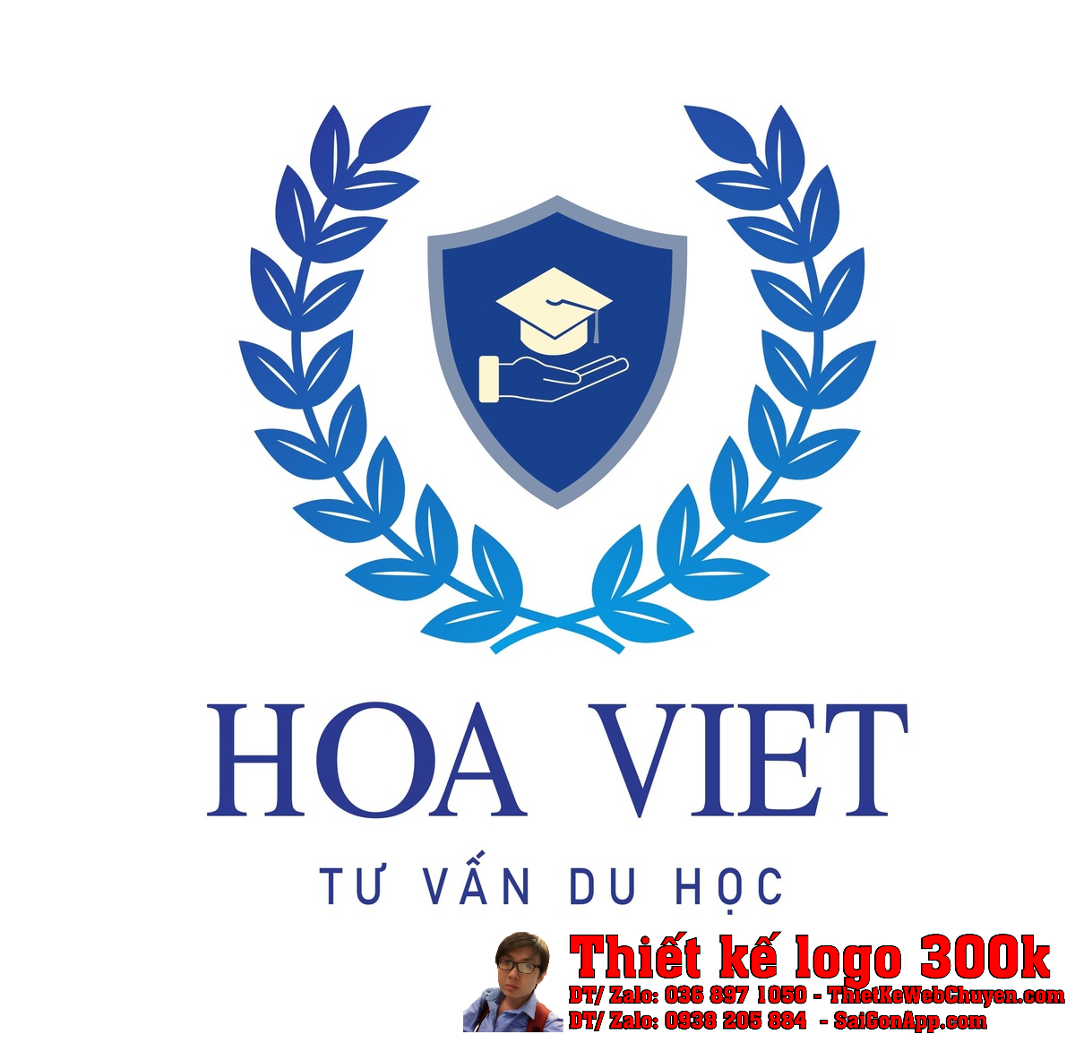 Toàn cảnh Thiết kế logo tư vấn du học Hoa Việt trên nền trắng