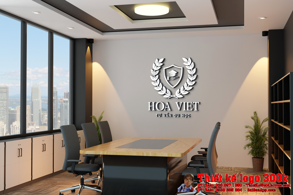 Phiên bản màu sắc khác của Thiết kế logo tư vấn du học Hoa Việt