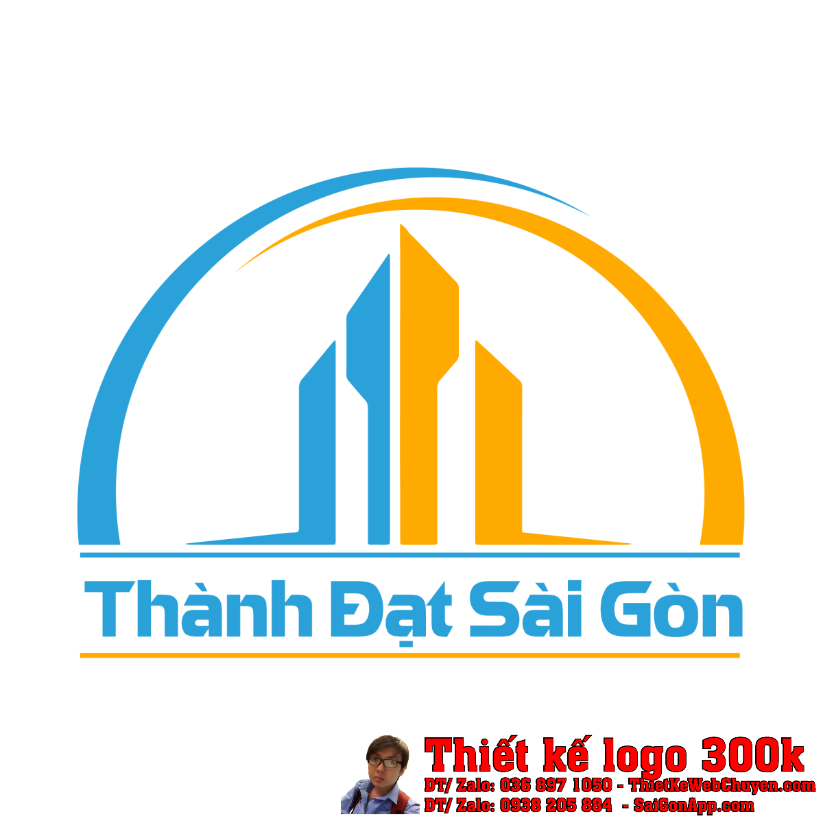 Thiết kế logo xây dựng Thành Đạt Sài Gòn Thiết kế logo xây dựng Thành Đạt Sài Gòn với tòa nhà và đường cong