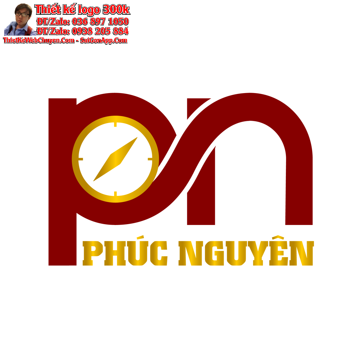 Thiết kế logo xây dựng và đo đạc bản đồ Phúc Nguyên hoàn chỉnh