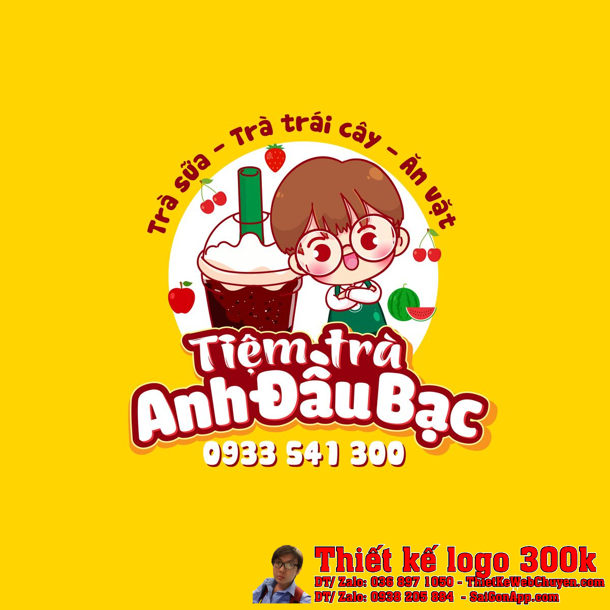 Thiết kế logo xe bán nước Tiệm trà Anh Đầu Bạc bản chính