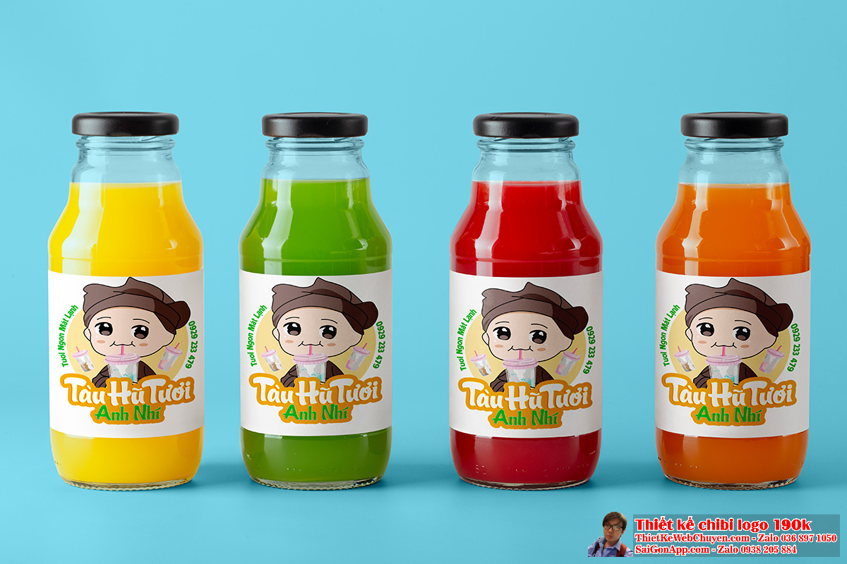Vẽ chibi bà lão đang uống tàu hũ tươi để thiết kế logo - Màu sắc