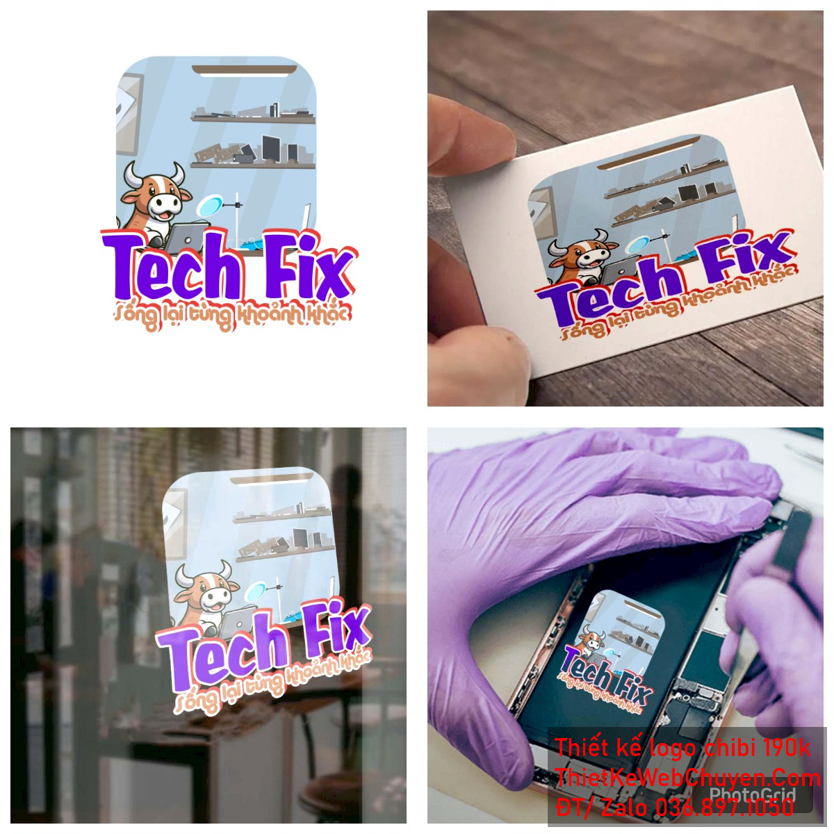 Vẽ chibi chú bò đang sửa chữa máy tính để thiết kế logo Vẽ chibi chú bò đang sửa chữa máy tính để thiết kế logo