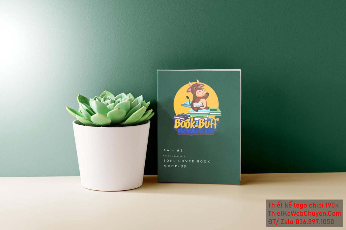 Vẽ chibi chú bò đáng yêu đang đọc sách để thiết kế logo Vẽ chibi chú bò đáng yêu đang đọc sách để thiết kế logo