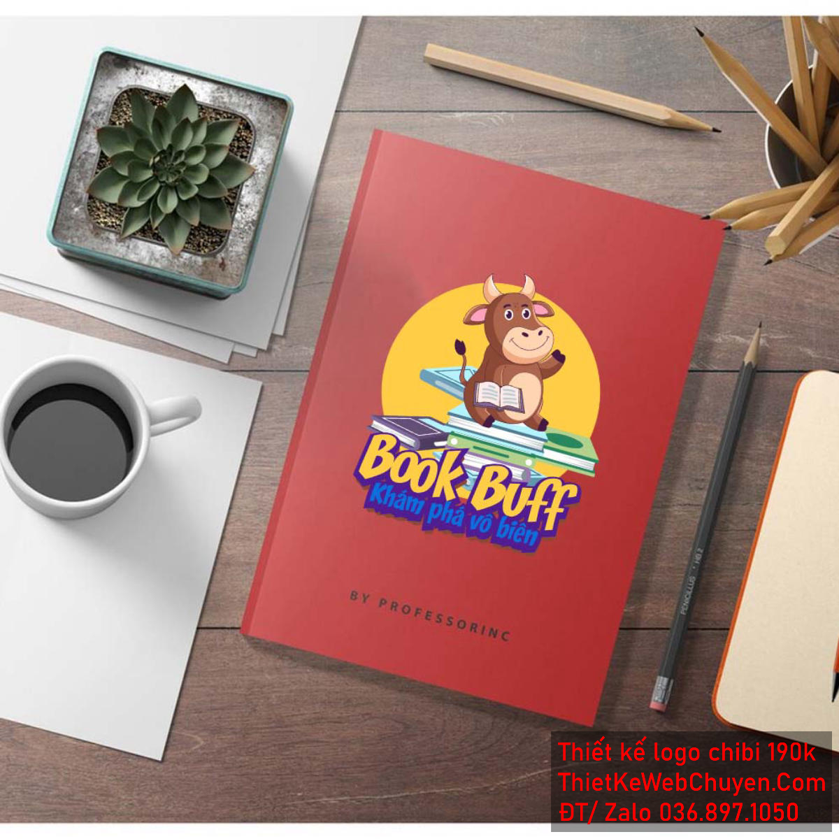 Vẽ chibi chú bò đáng yêu đang đọc sách để thiết kế logo Vẽ chibi chú bò đáng yêu đang đọc sách để thiết kế logo