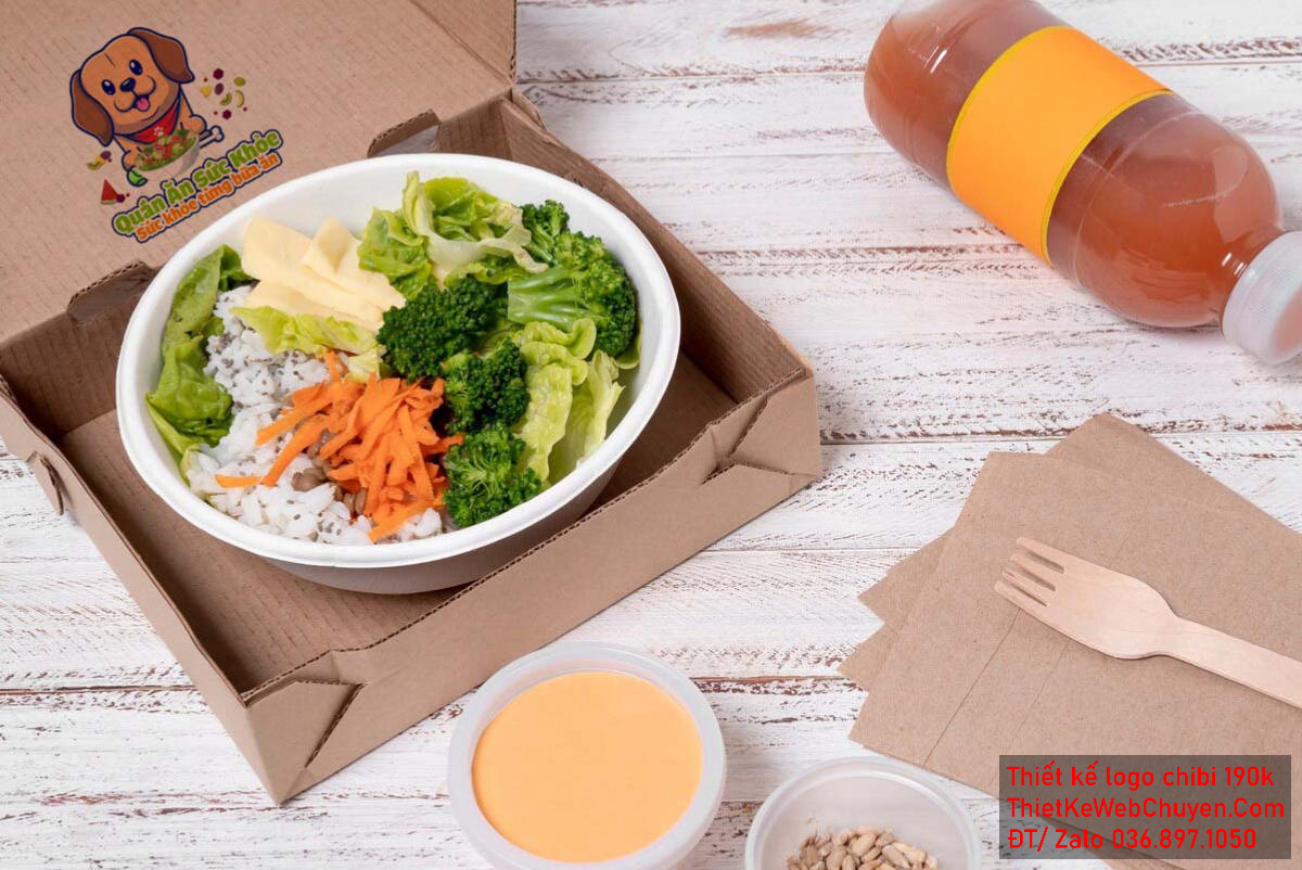 Vẽ chibi chú chó cười vui vẻ bán đồ ăn để thiết kế logo Vẽ chibi chú chó cười vui vẻ bán đồ ăn để thiết kế logo mẫu 3