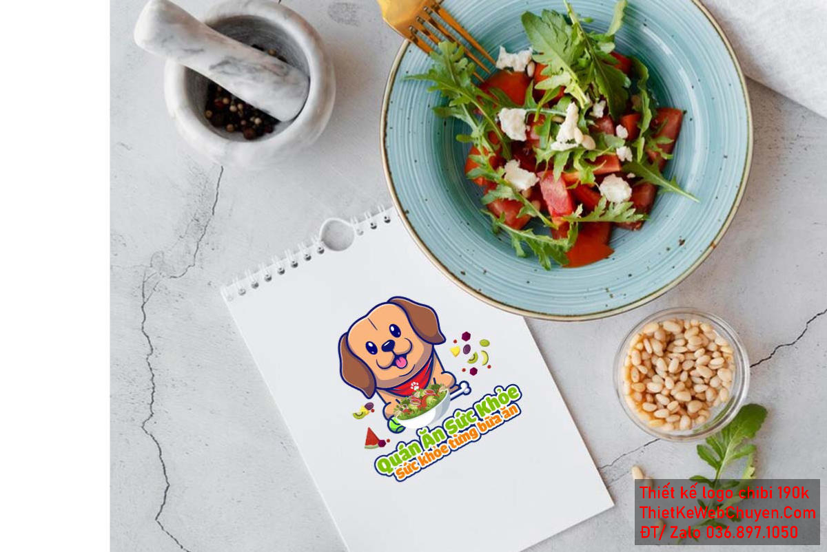 Vẽ chibi chú chó cười vui vẻ bán đồ ăn để thiết kế logo Vẽ chibi chú chó cười vui vẻ bán đồ ăn để thiết kế logo mẫu 4