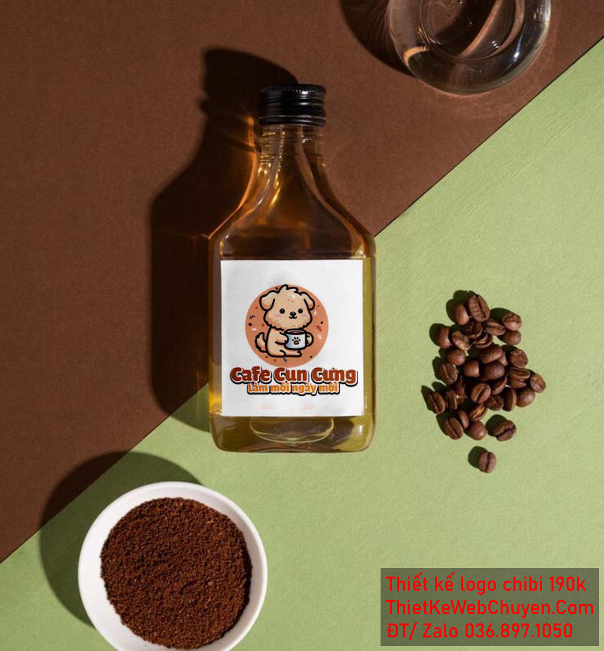 Vẽ chibi chú chó dễ thương cầm cốc cà phê để thiết kế logo Vẽ chibi chú chó dễ thương cầm cốc cà phê để thiết kế logo mẫu 2