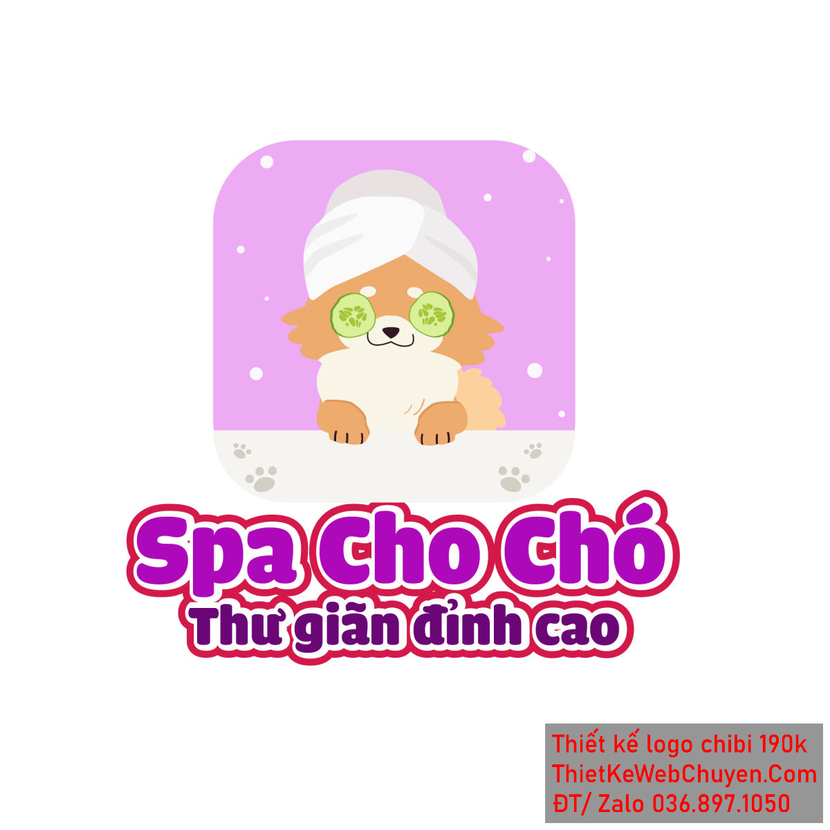 Vẽ chibi chú chó dễ thương spa đắp mặt nạ dưa chuột để thiết kế logo Vẽ chibi chú chó dễ thương spa đắp mặt nạ dưa chuột để thiết kế logo