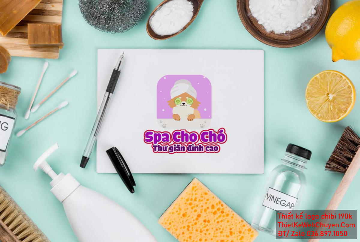 Vẽ chibi chú chó dễ thương spa đắp mặt nạ dưa chuột để thiết kế logo Vẽ chibi chú chó dễ thương spa đắp mặt nạ dưa chuột để thiết kế logo