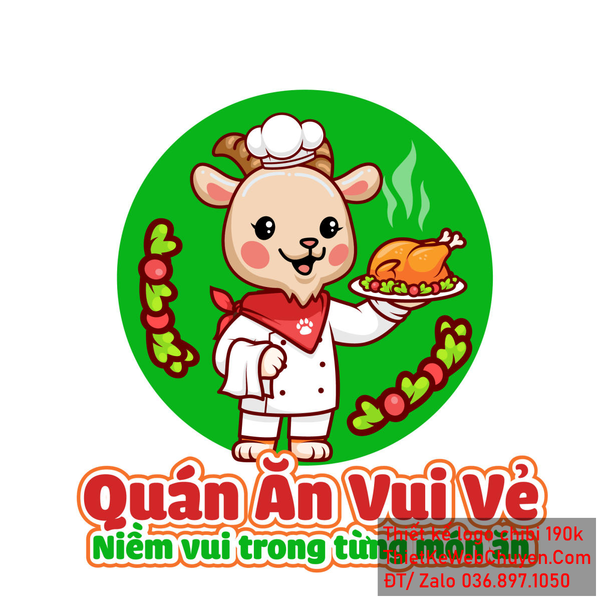 Vẽ chibi chibi chú dê đầu bếp bán gà rán thơm ngon để thiết kế logo Vẽ chibi chú dê đầu bếp bán gà rán thơm ngon để thiết kế logo mẫu 1