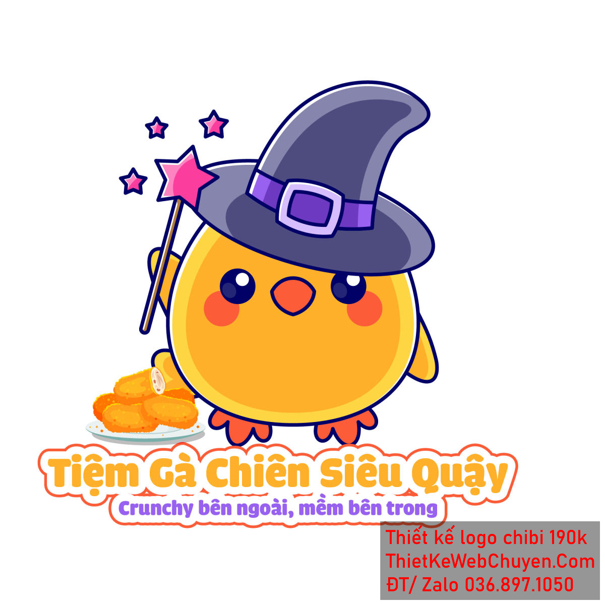 Vẽ chibi chú gà con đội mũ xanh cầm ngôi sao bán gà chiên để thiết kế logo Mẫu Vẽ chibi chú gà con đội mũ xanh cầm ngôi sao bán gà chiên để thiết kế logo