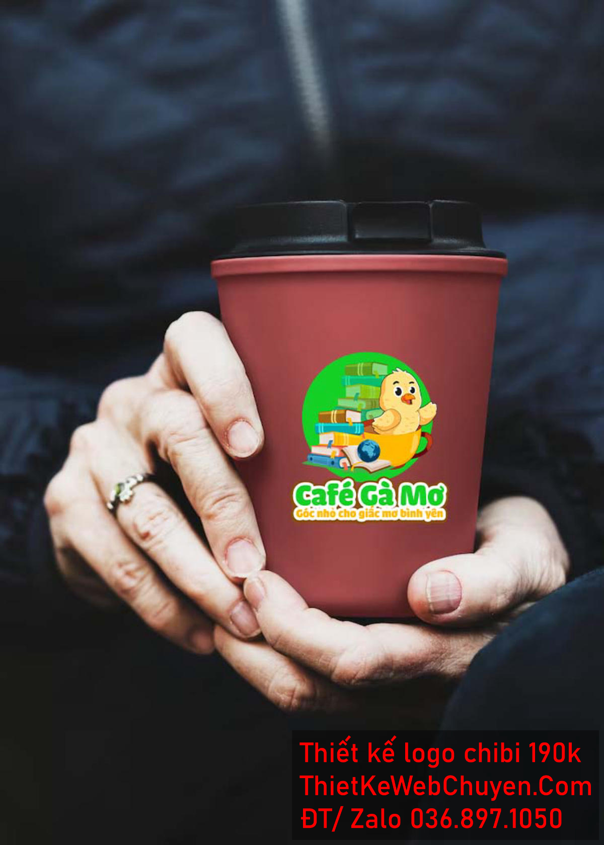 Vẽ chibi chú gà con đội mũ xanh cầm ngôi sao bán gà chiên để thiết kế logo Phối cảnh Thiết kế logo gà chiên chibi