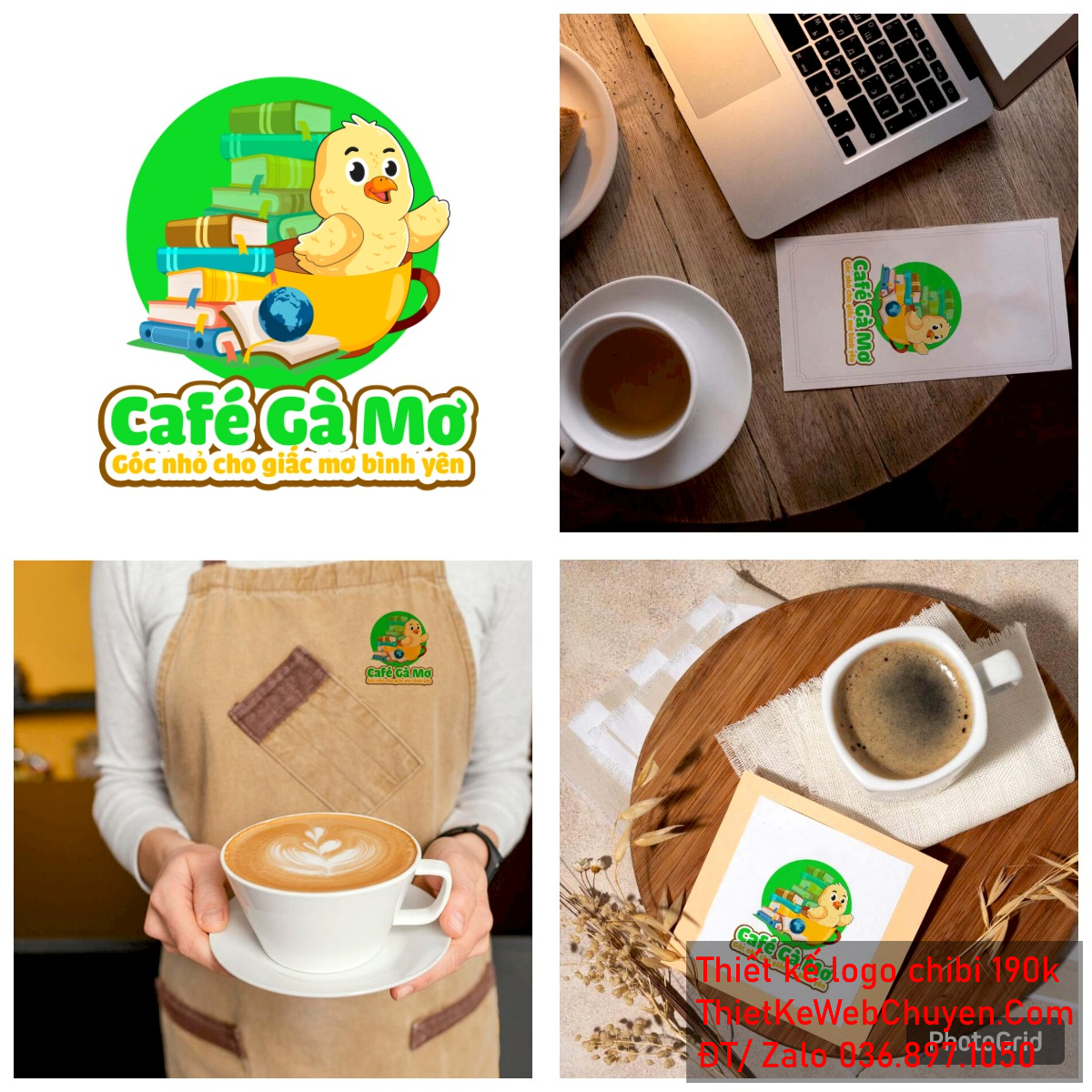 Vẽ chibi chú gà con uống cà phê trong tiệm sách để thiết kế logo Chi tiết Linh vật gà con