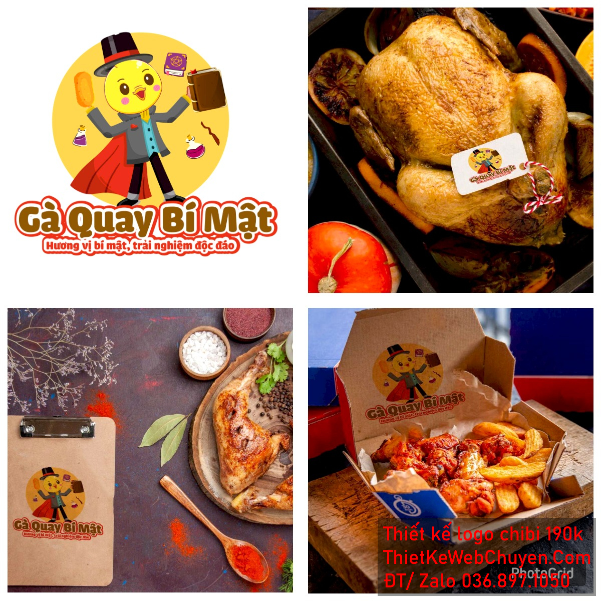 Vẽ chibi chú gà đội mũ đen mặc áo vest bán gà quay và cầm sách ma thuật để thiết kế logo Vẽ chibi chú gà đội mũ đen mặc áo vest bán gà quay và cầm sách ma thuật để thiết kế logo