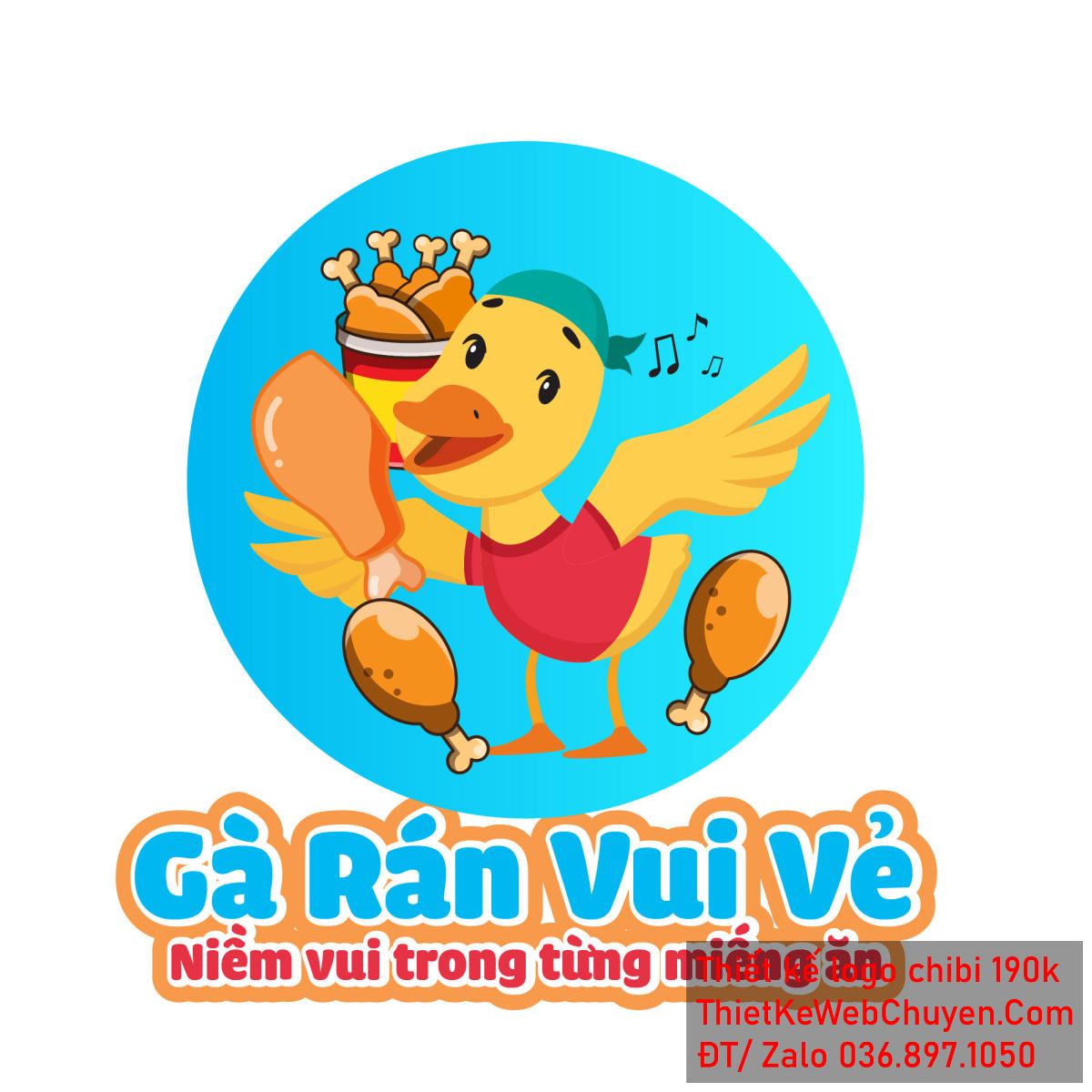 Vẽ chibi chú gà đội mũ xanh bán gà rán để thiết kế logo Vẽ chibi chú gà đội mũ xanh bán gà rán để thiết kế logo