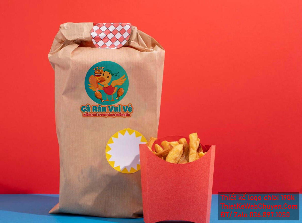 Vẽ chibi chú gà đội mũ xanh bán gà rán để thiết kế logo Vẽ chibi chú gà đội mũ xanh bán gà rán để thiết kế logo