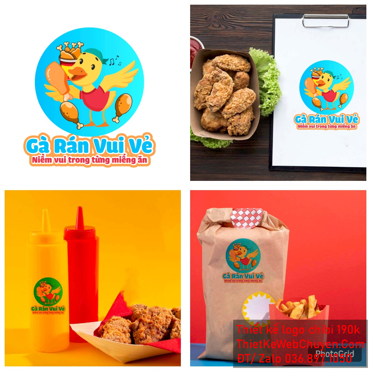 Vẽ chibi chú gà đội mũ xanh bán gà rán để thiết kế logo Vẽ chibi chú gà đội mũ xanh bán gà rán để thiết kế logo