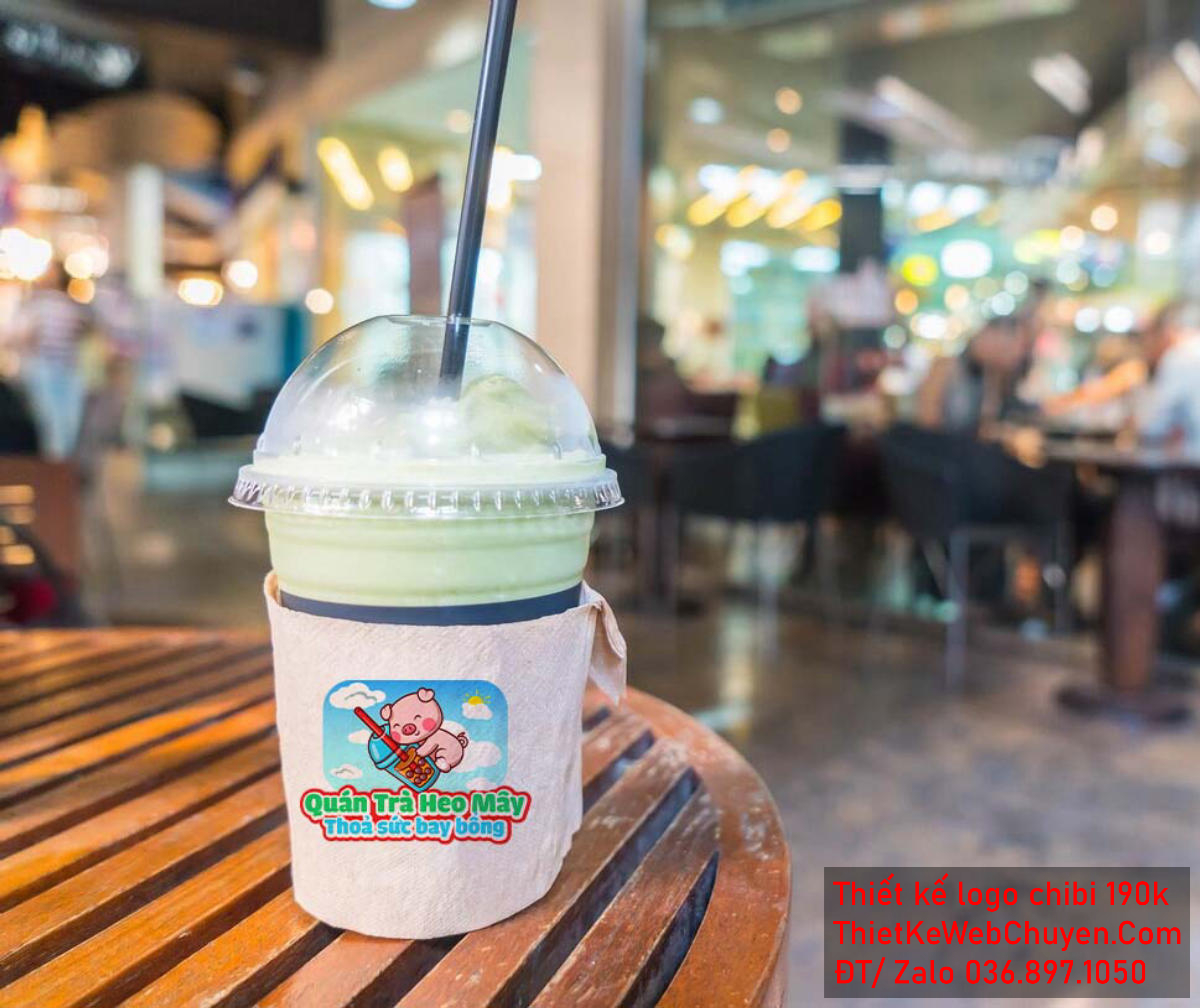 Vẽ chibi chú heo con đang ôm trà sữa bay trên trời để thiết kế logo Vẽ chibi chú heo con đang ôm trà sữa bay trên trời để thiết kế logo