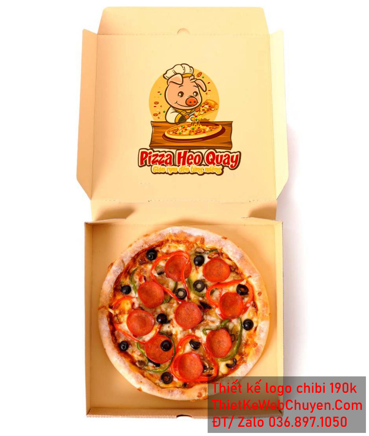 Vẽ chibi chú heo đầu bếp bán pizza ngon giòn rụm để thiết kế logo Vẽ chibi chú heo đầu bếp bán pizza ngon giòn rụm để thiết kế logo