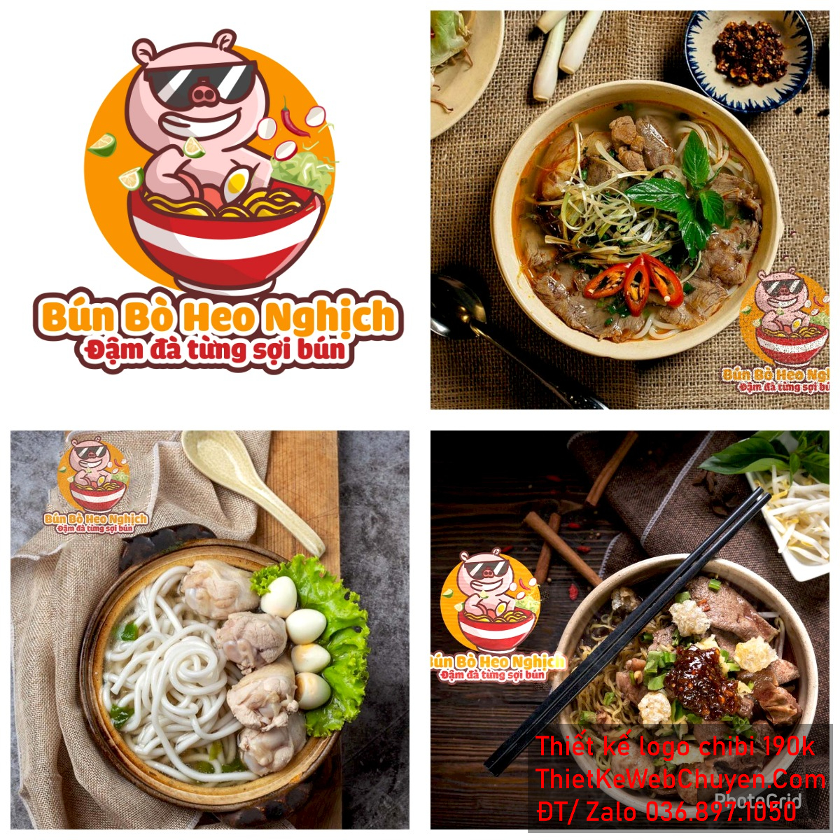 Vẽ chibi chú heo đeo kính cá tính đang ăn bún bò để thiết kế logo Vẽ chibi chú heo đeo kính cá tính đang ăn bún bò để thiết kế logo