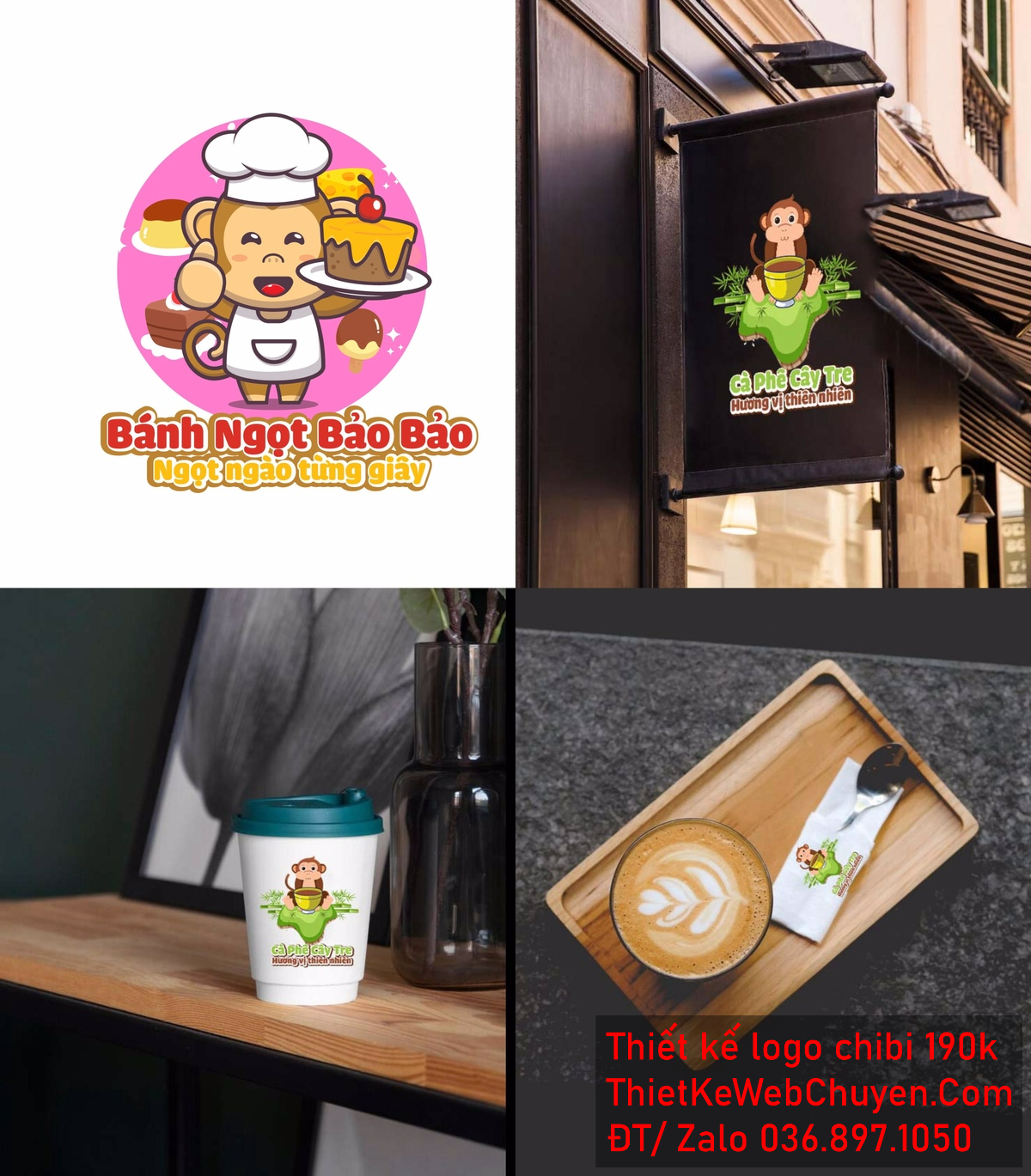 Vẽ chibi chú khỉ đầu bếp bán bánh ngọt để thiết kế logo Vẽ chibi chú khỉ đầu bếp bán bánh ngọt để thiết kế logo mẫu 5