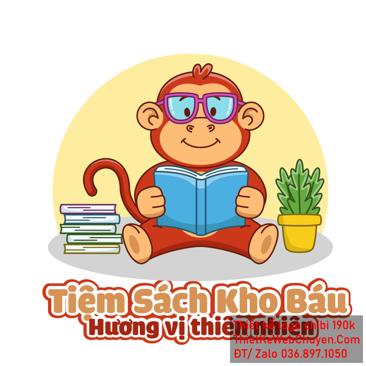 Vẽ chibi chú khỉ đeo kính đọc sách để thiết kế logo Vẽ chibi chú khỉ đeo kính đọc sách để thiết kế logo mẫu 1