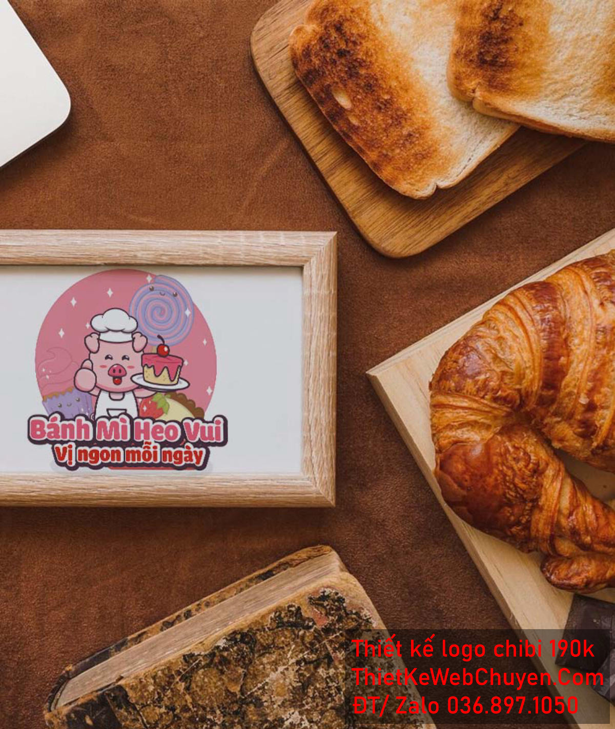 Vẽ chibi chú lợn đầu bếp trong thế giới bánh ngọt để thiết kế logo Vẽ chibi chú lợn đầu bếp trong thế giới bánh ngọt để thiết kế logo