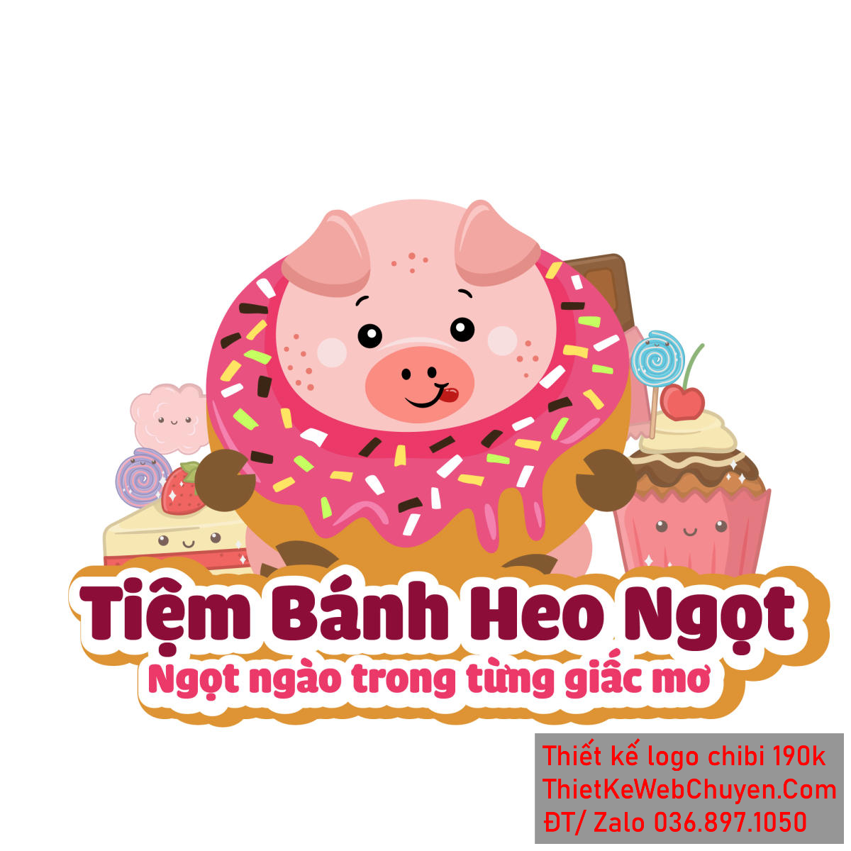 Vẽ chibi chú lợn hồng trong chiếc bánh donut và nhiều bánh ngọt để thiết kế logo Vẽ chibi chú lợn hồng trong chiếc bánh donut và nhiều bánh ngọt để thiết kế logo